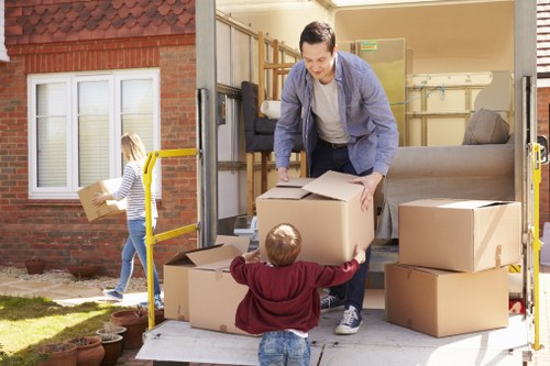 Packed boxes and furniture ready for a Bermondsey move
