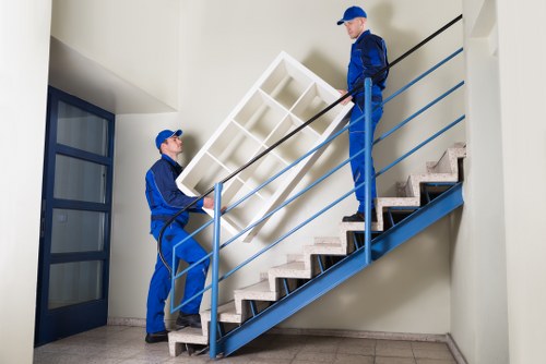 Local moving van helping with household furniture transport