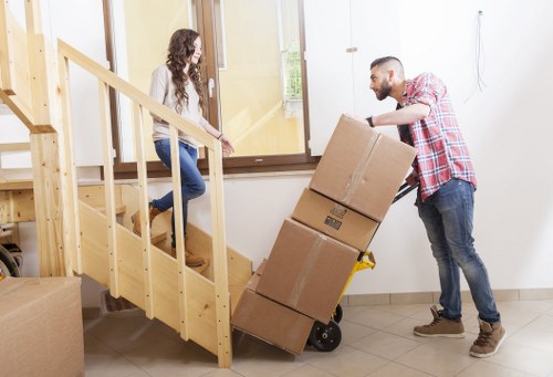 Prepared moving boxes and furniture for a Bermondsey home move