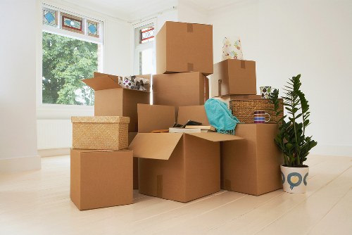 Boxes and furniture prepared for local transport in Bermondsey