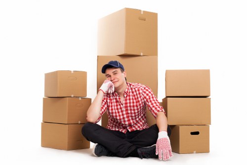 Packed household items ready for transport during a Bermondsey move